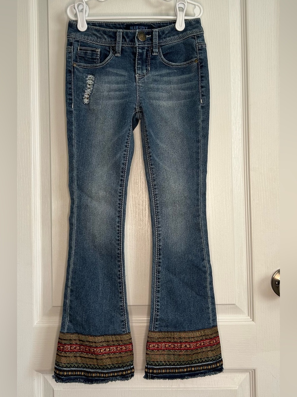 Blue Spice Girls Sz 7 Flare Boho Hippie Denim Jeans